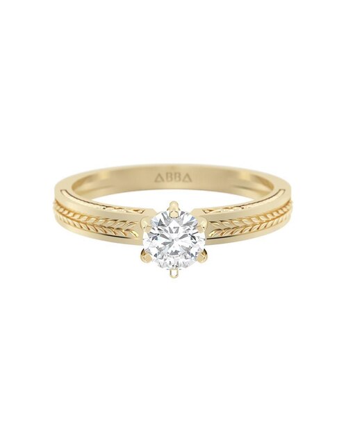 Anillo de compromiso de oro 14 K zirconia