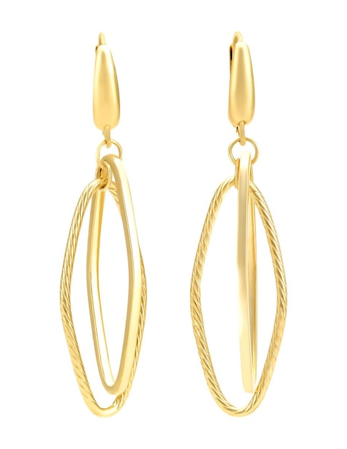 Aretes de rombo Cristal Joyas de oro 14 K con acabado liso