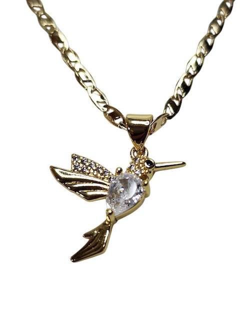 Collar con dije de colibrí Limerence By Claudia Herrera Aves de oro laminado 14 K