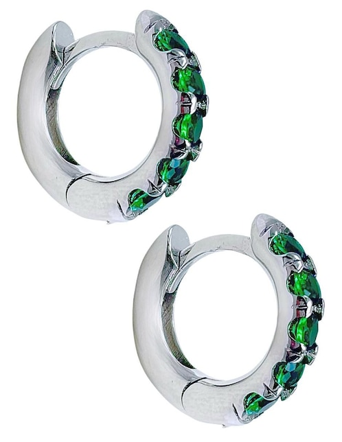 Huggies circulares Aretize de plata P 925 con acabado pavé zirconia