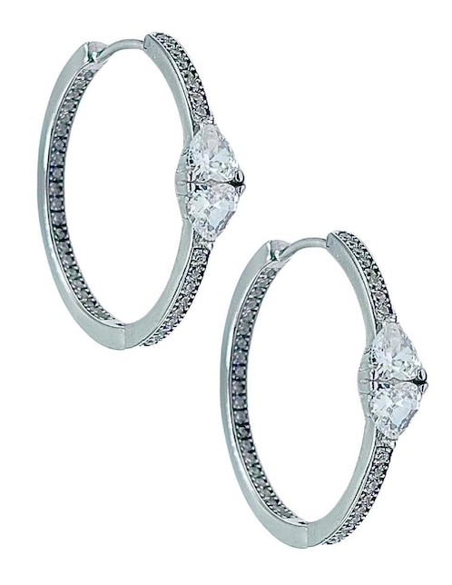 Aretes de aro circulares Aretize de plata P 925 con acabado pavé zirconia