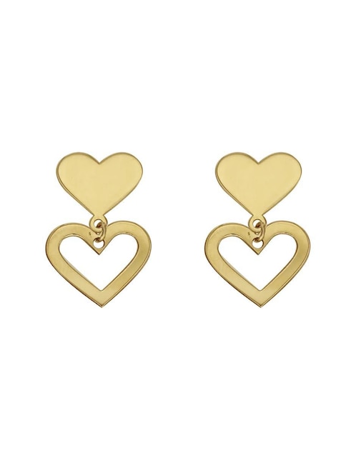Aretes de corazón Fianelli de oro con acabado brillante