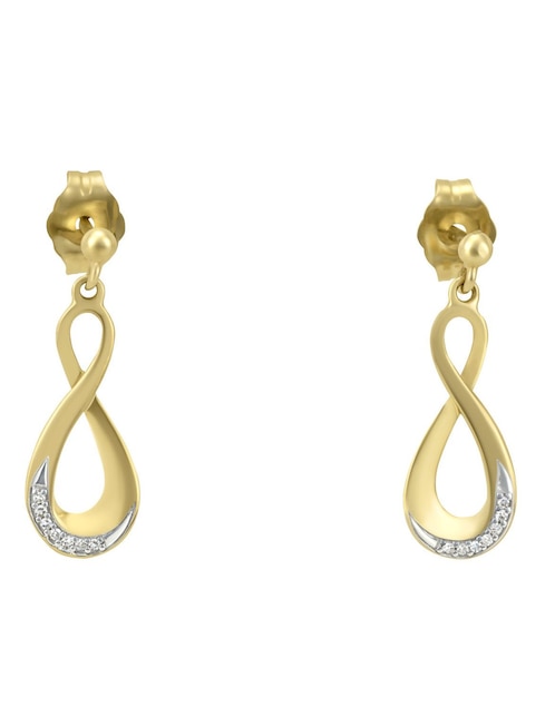 Broqueles de infinito Cristal Joyas de oro 14 K con acabado liso diamante