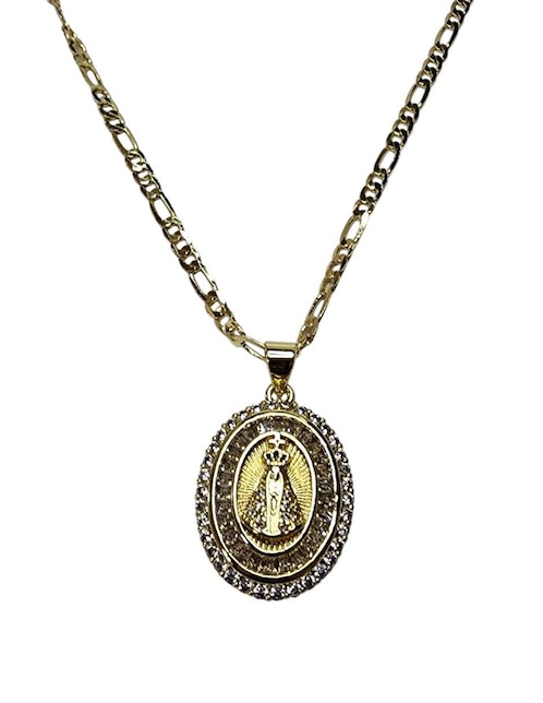 Collar con dije virgen de juquila Limerence By Claudia Herrera de oro laminado 14 K