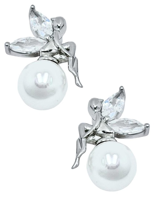 Aretes de hada Aretize de plata P 925 con acabado brillante imitación perla