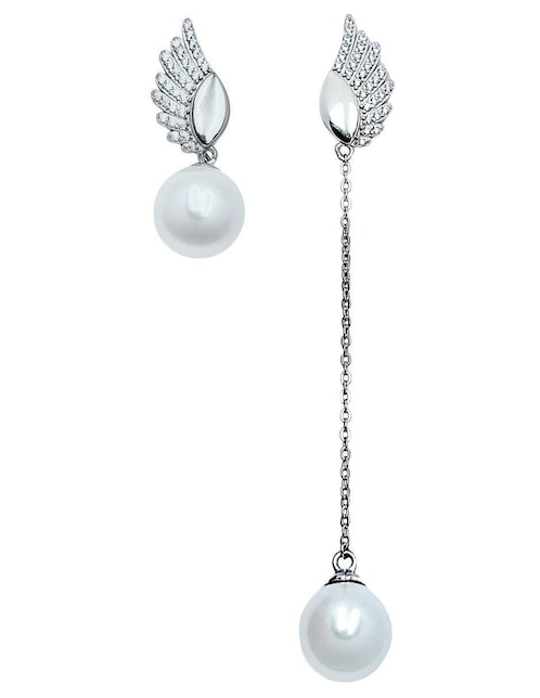 Aretes de alas Aretize de plata P 925 con acabado brillante imitación perla