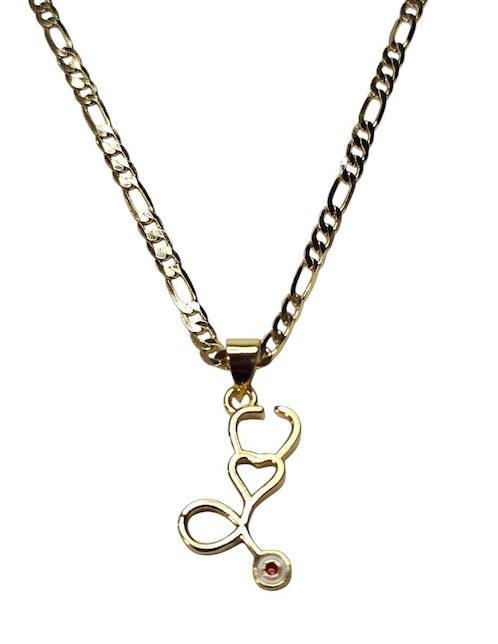 Collar con dije Limerence By Claudia Herrera Estetoscopio de oro laminado 14 K