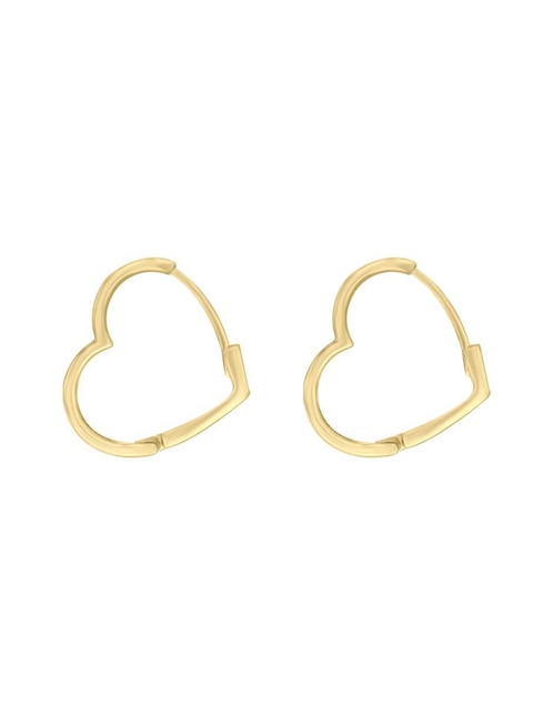 Aretes de corazón Fianelli de oro con acabado brillante