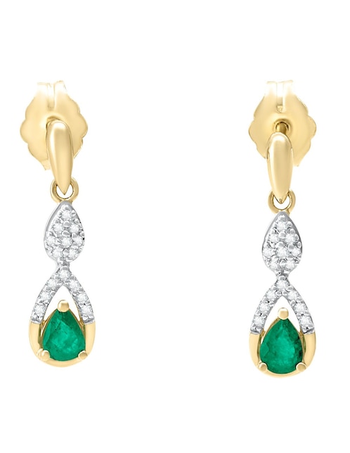 Aretes de gota Cristal Joyas de oro esmeralda y diamante
