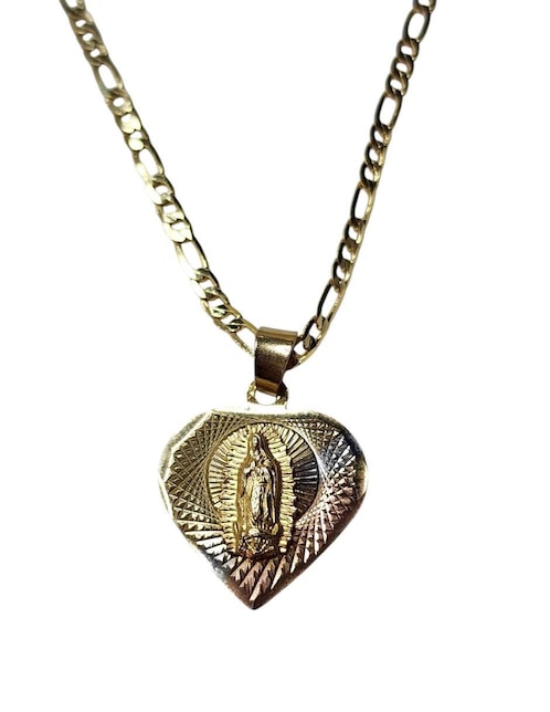 Collar Virgen de Guadalupe de corazón Limerence By Claudia Herrera de oro laminado 14 K