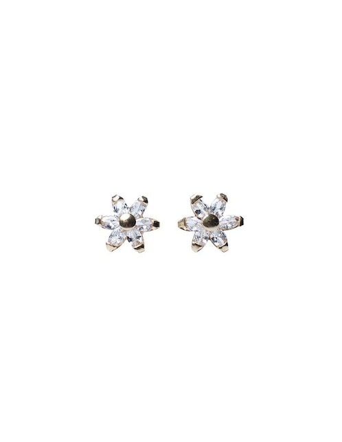 Broqueles de flor Mardía de oro con acabado pavé zirconia