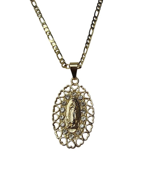 Collar Virgen de Guadalupe ovalado Limerence By Claudia Herrera de oro laminado 14 K