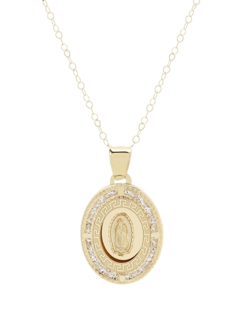 D CADENA Collar Virgen de Guadalupe ovalado D Cadena de oro 14 K