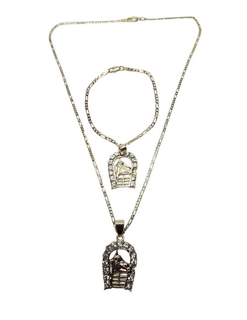 Collar y pulsera de caballo Limerence By Claudia Herrera Equino de oro vermeil 14 K zirconia