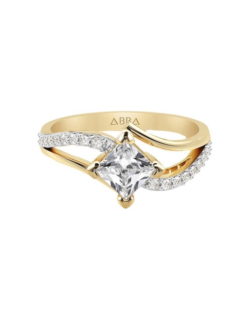 Anillo de compromiso de oro 14 k Abba Joyas zirconia