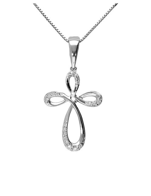 Dije de cruz Joyerías Bizzarro de oro blanco 14 K