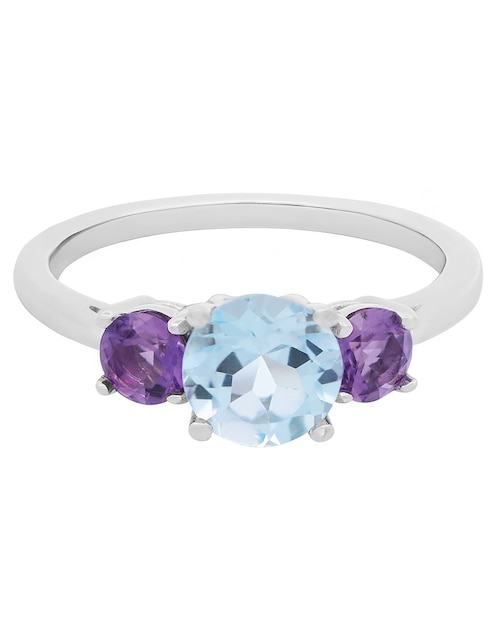 Anillo Valessa 14 k de oro blanco amatista brillante