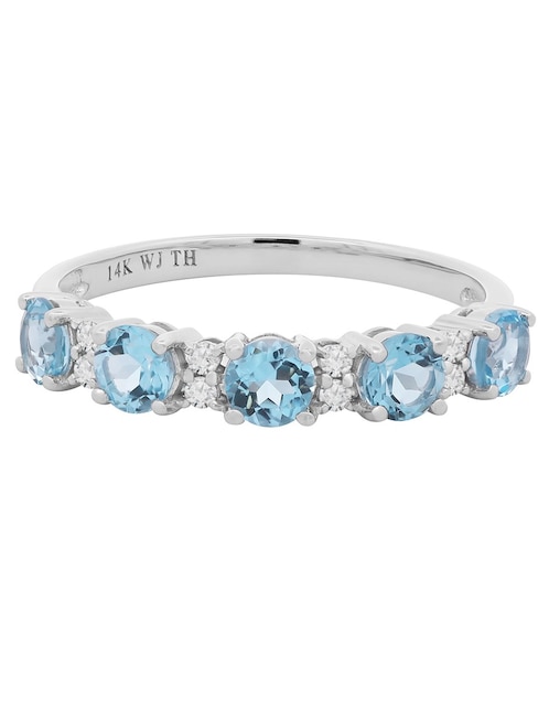 Anillo Valessa 14 k de oro blanco topacio y diamante brillante