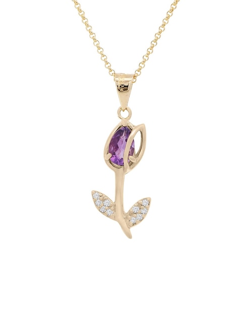 Collar con dije de flor de oro 14 K 1