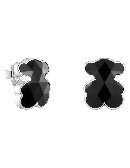Aretes de oso Tous de plata P 925 con acabado brillante ónix