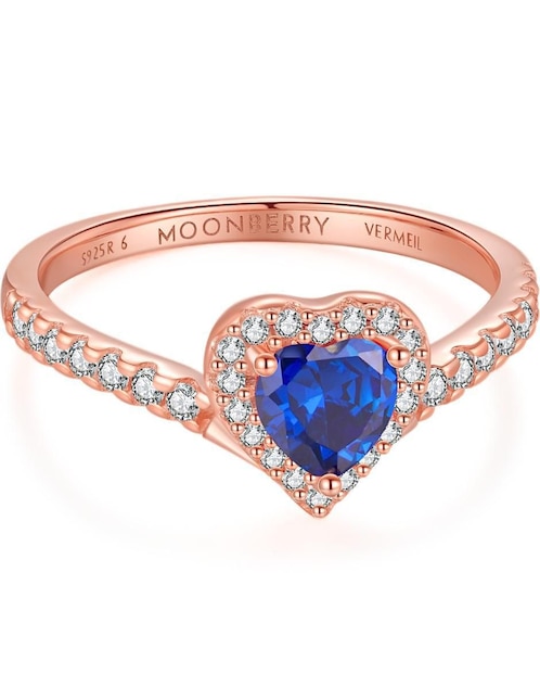 Anillo de corazón Moonberry Eternity Moments de plata vermeil P 925 zirconia cúbica con acabado baño de oro rosa