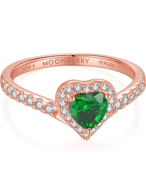 Anillo de corazón Moonberry Eternity Moments de plata vermeil P 925 zirconia cúbica con acabado baño de oro rosa