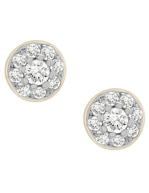 Broqueles circulares de oro 14 K con acabado pavé 1
