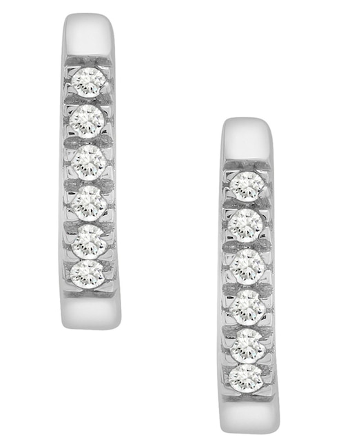 Aretes huggies de oro 14 K con acabado pavé diamante