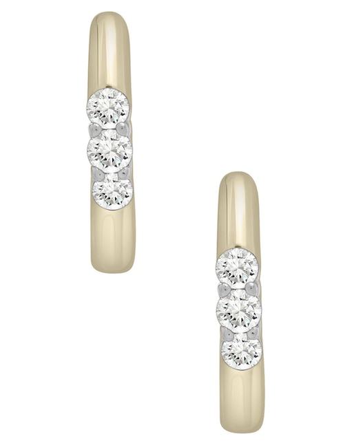 Aretes de aro Mjj Brilliant Inc de oro 14 K con acabado brillante diamante