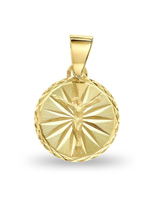 Medalla circular Joyerías Bizzarro cristo de oro 14 K
