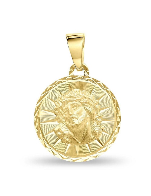 Medalla circular Joyerías Bizzarro cristo de oro 14 K