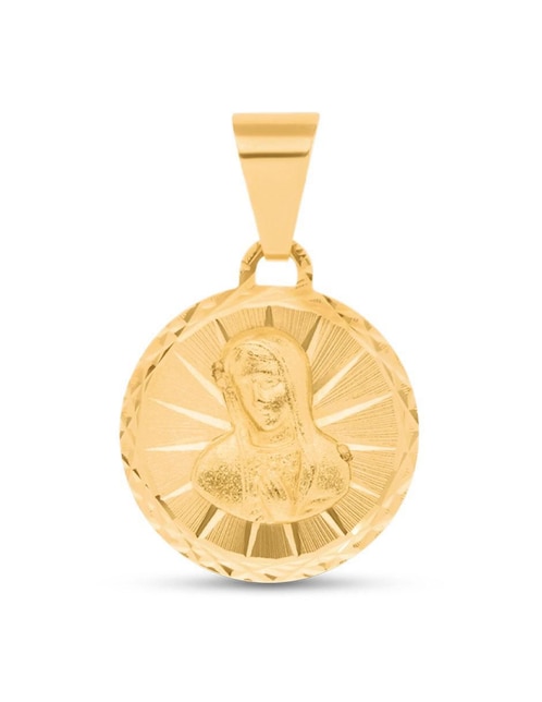 Medalla circular Joyerías Bizzarro virgen de guadalupe de oro 14 K