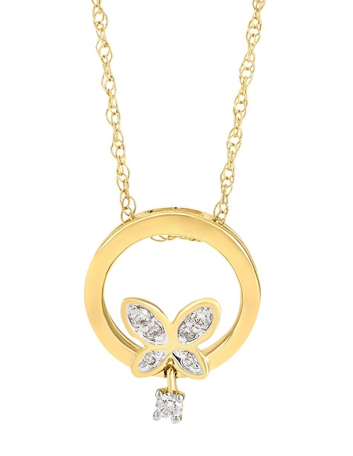 Collar con dije de mariposa de oro 14 K