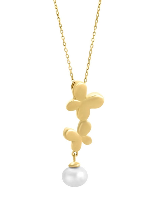 Collar con dije de mariposa Cristal Joyas de oro 14 K