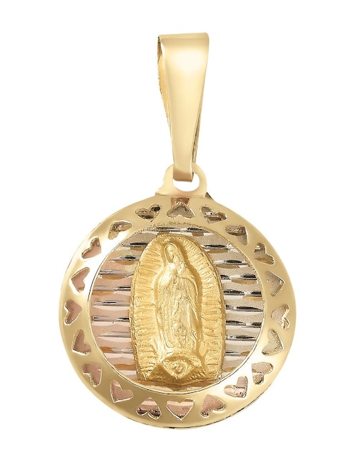Medalla de virgen de guadalupe Cristal Joyas de oro florentino 14 K