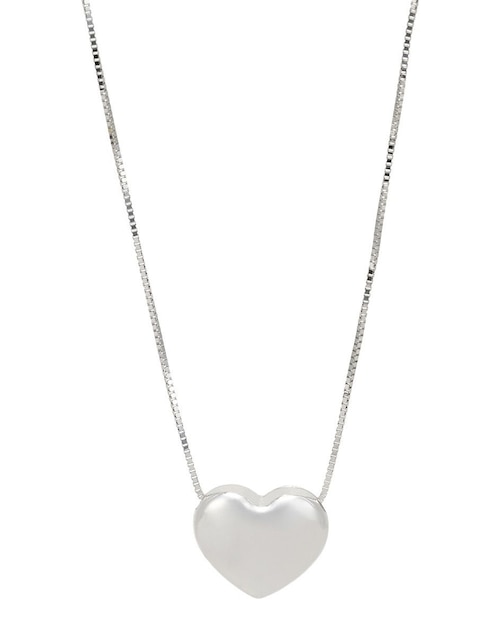 Collar con dije de corazón Cristal Joyas de oro blanco 14 K