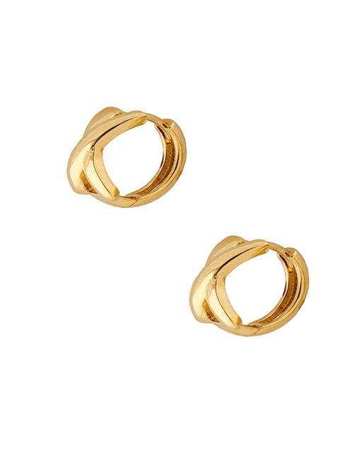 Aretes huggies de oro 14 k con acabado pulido 1