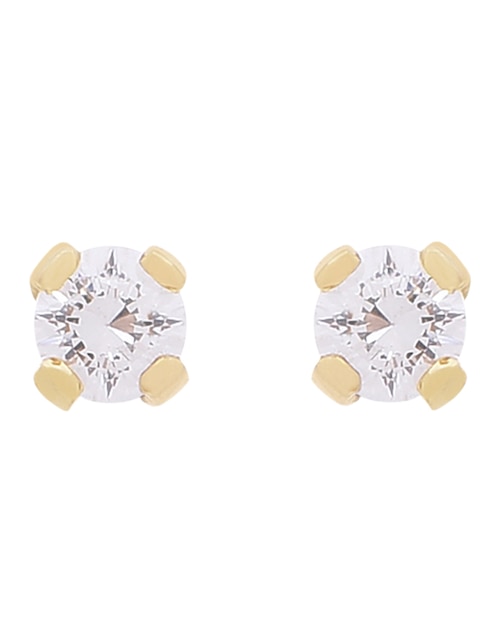 Broqueles redondos de oro amarillo con acabado brillante zirconia 1
