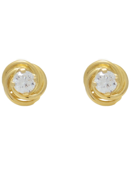 Broqueles de nudo Roca de oro con acabado brillante zirconia