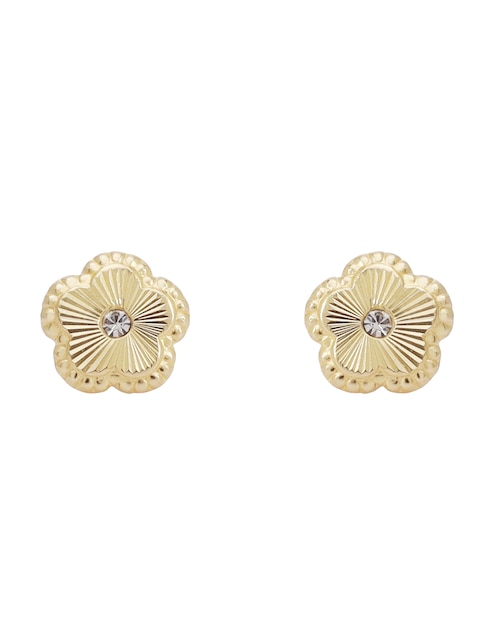 Broqueles de flor Ttvarios Tetera de oro 14 k con acabado texturizado zirconia