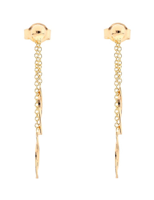 Aretes largos de oro 14 k con acabado brillante 1