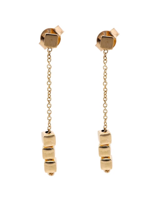 Aretes largos cuadrados de oro amarillo 14 K con acabado pulido 1