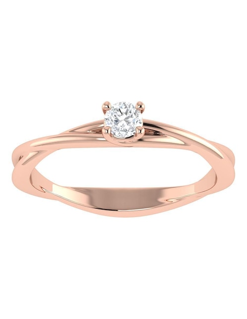 Argolla de oro rosa 14 k diamante 1