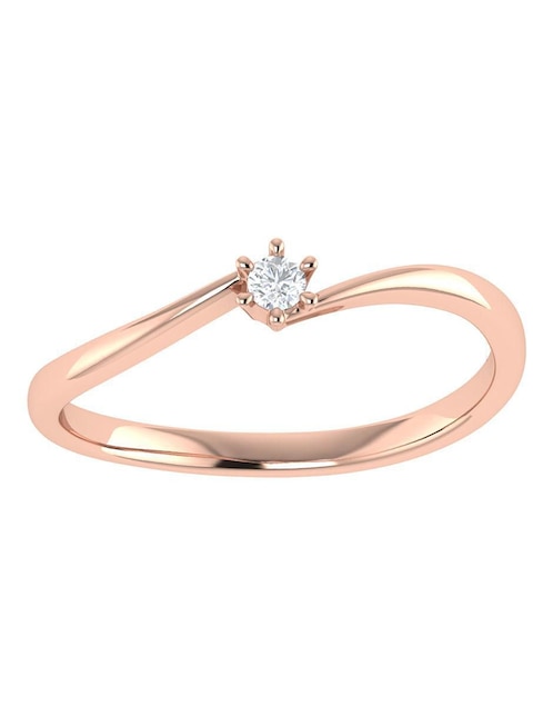 Argolla de oro rosa 14 k diamante 1