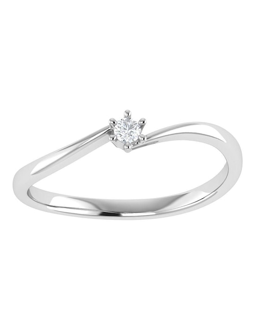 Argolla de oro blanco 14 k diamante 1