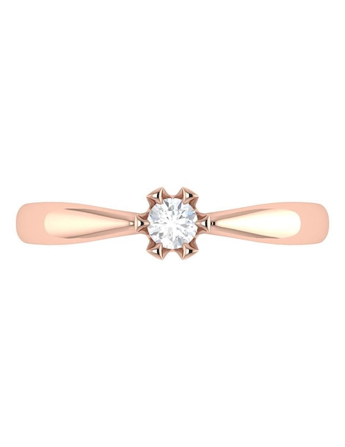 Argolla de oro rosa 14 k diamante 1