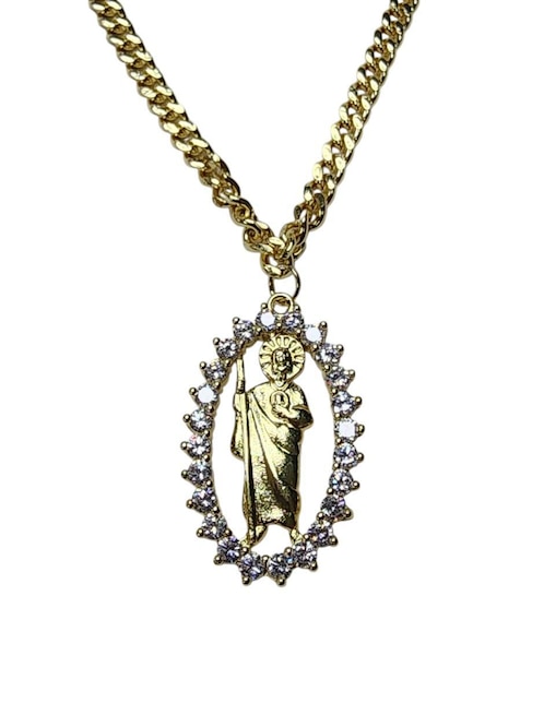 Collar san judas tadeo ovalado Limerence By Claudia Herrera de oro laminado 14 K