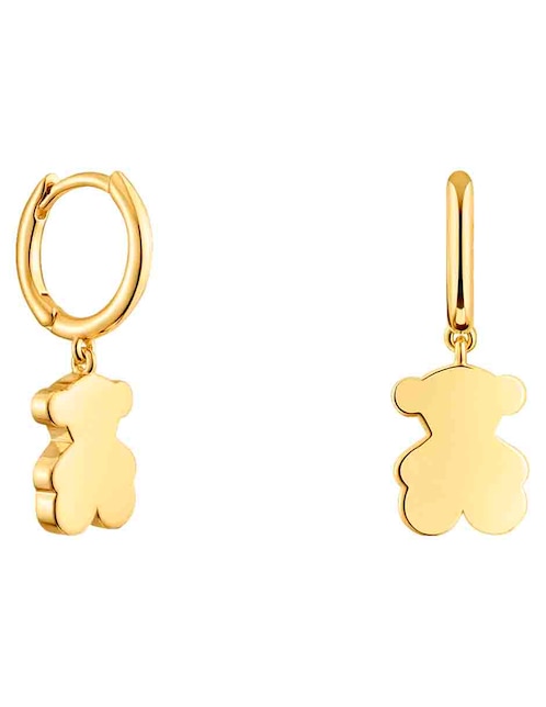 Aretes de aro de oso Tous de plata P 925 con acabado baño de oro