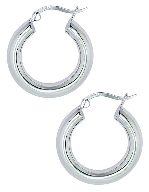 Aretes de aro circulares Aretize de plata P 925 con acabado brillante