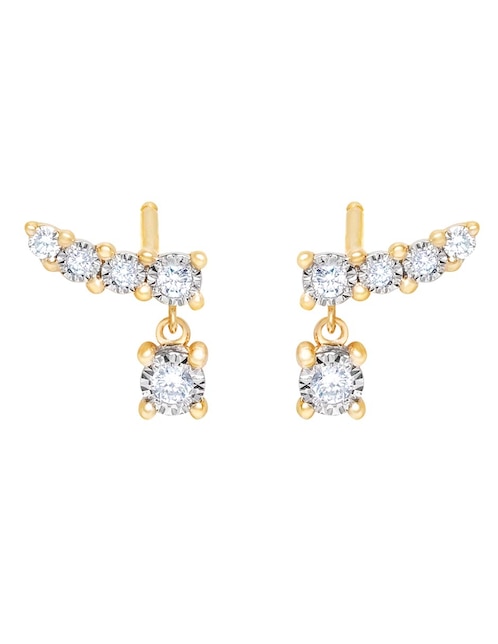 Aretes cortos Riccardo Orsato de oro 14 K con acabado pavé diamante